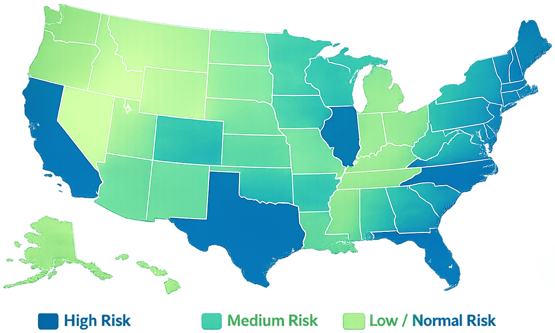 US Bad Debt Risk Map